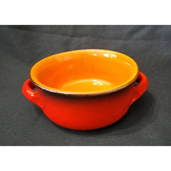 De Silva Pottery Terra Cotta Red Soup Bowl Double Handles Made in Italy - Picture 3 of 5